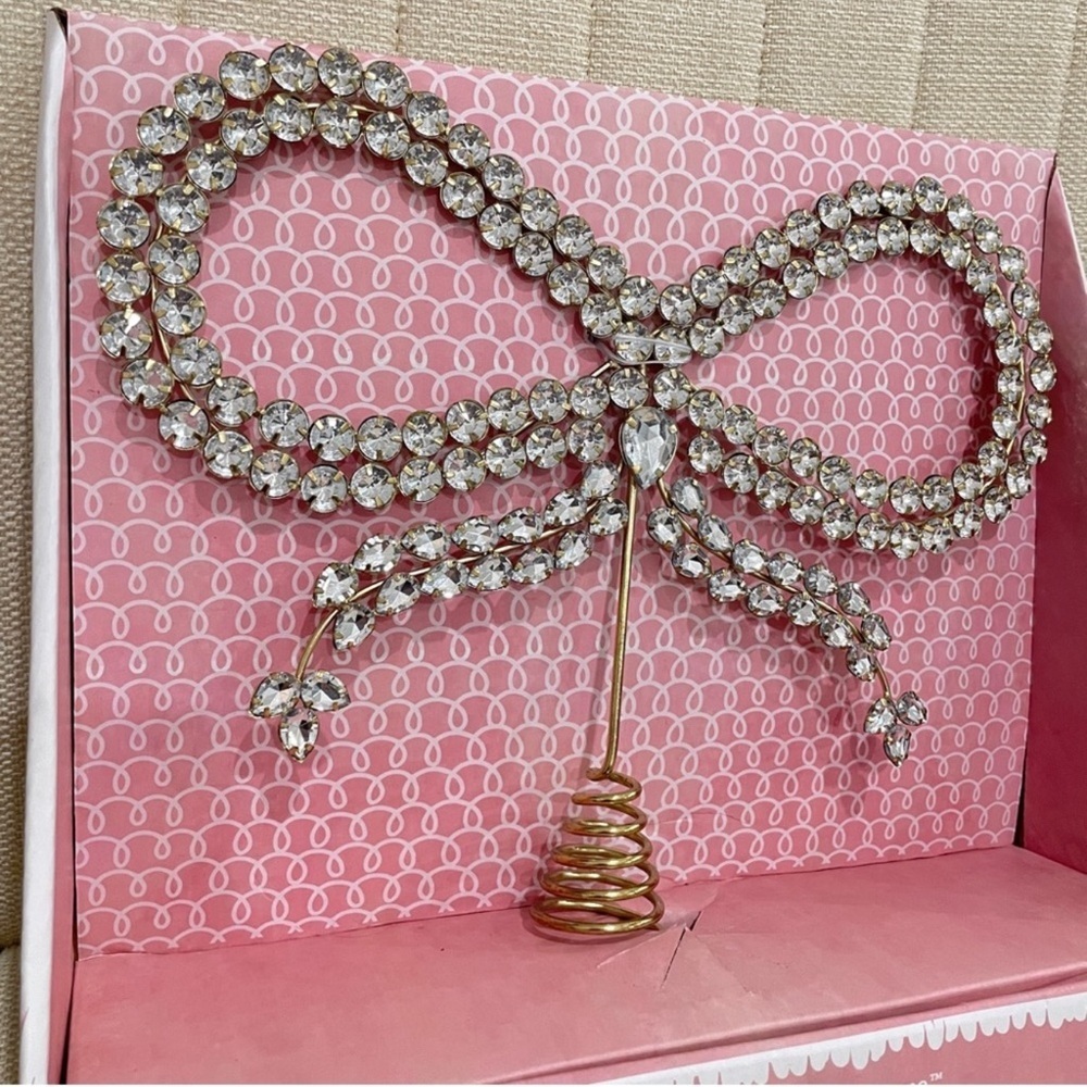 NEW Cupcakes and Cashmere Crystal Bow Tree Topper Gold Glam Holiday Decor NWT - Picture 8 of 9